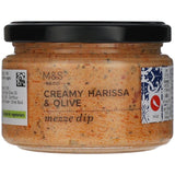 M&S Creamy Harissa & Olive Mezze Dip 250g, imported from the UK