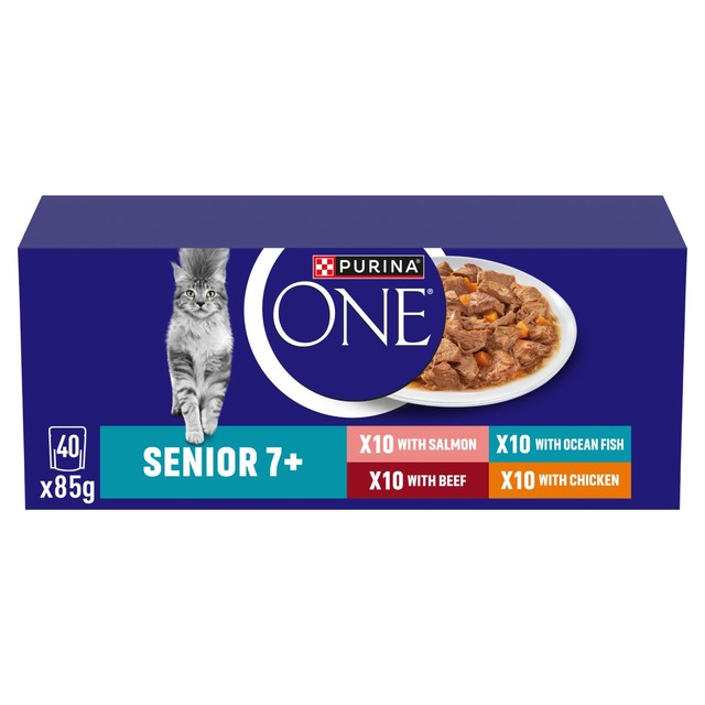 Purina One Senior cat food mixed selection 40x85g, imported from the UK