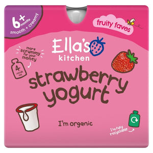 Ella's Kitchen Organic Strawberry Greek Style Yogurt Pouch Baby Food 4 x 90g
