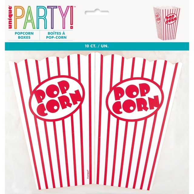 Unique Party popcorn boxes 15x11x11 cm, imported from the UK