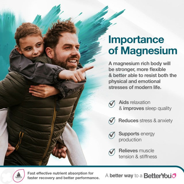 BetterYou Magnesium Max Original Powder supplement 375mg - British product