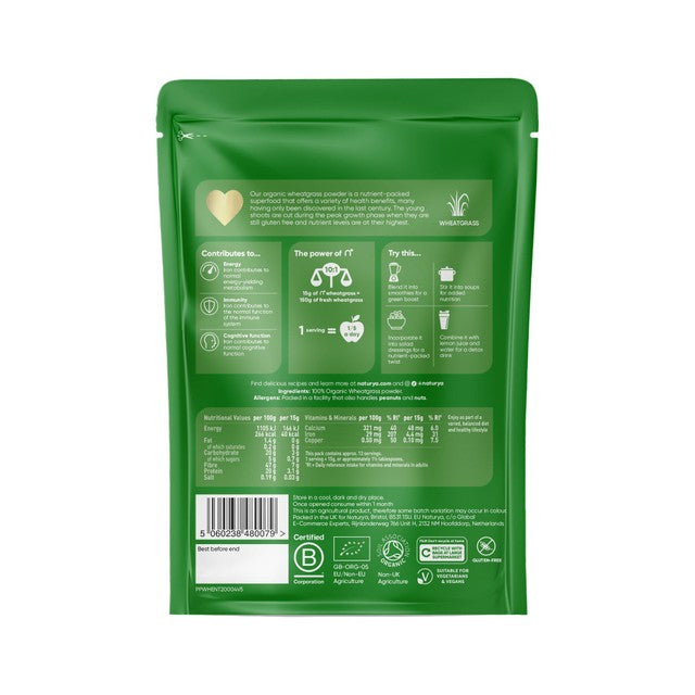 Naturya organic wheatgrass powder 200g, imported from the UK