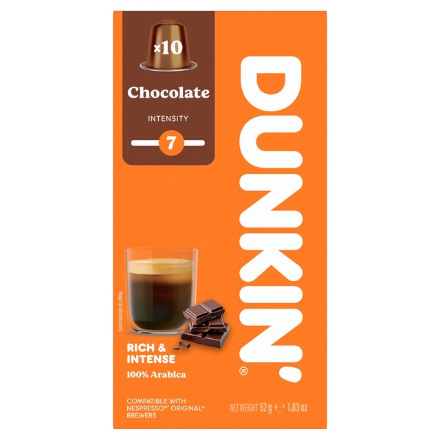 Dunkin chocolate Nespresso coffee pods - British product