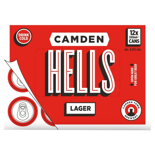 Camden Hells Lager beer cans - British product