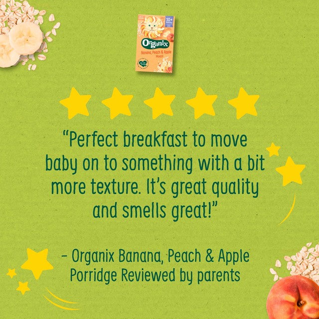 Organix banana, peach and apple baby muesli 200g, imported from the UK