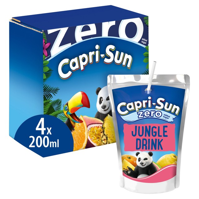 Capri Sun Jungle Zero fruit juice drink pouch, UK version