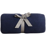 M&S knitted tassel throw navy, imported from the UK