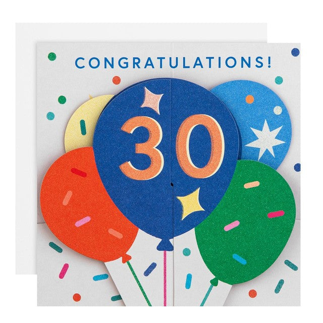 M&S 30th birthday pop-up balloons card 12x15x13cm, imported from the UK