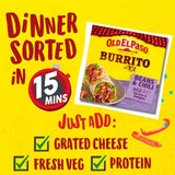 Old El Paso Mexican beans & beef chili mild burrito kit 620g, imported from the UK