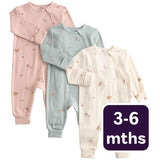 M&S M&S Girls Cotton Rich Woodland Print Sleepsuits Ivory Baby Sleepsuits 3-6 M- Buy online at McGrocer