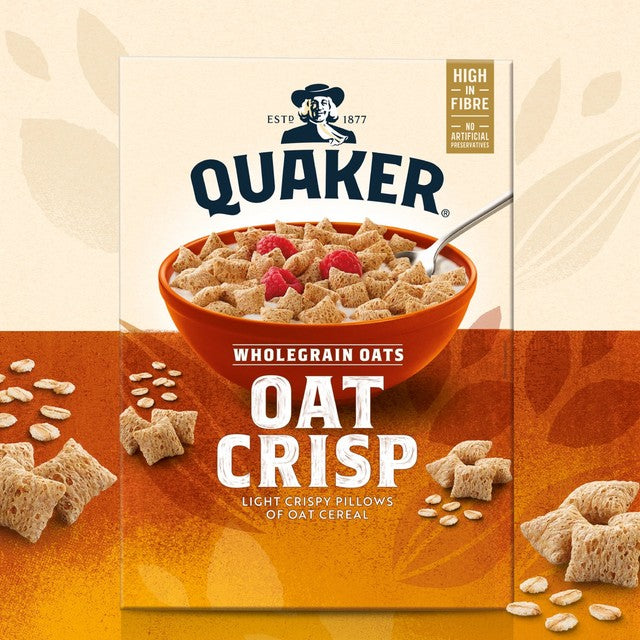 Quaker Original Oat Crisp Cereal 375g, imported from the UK