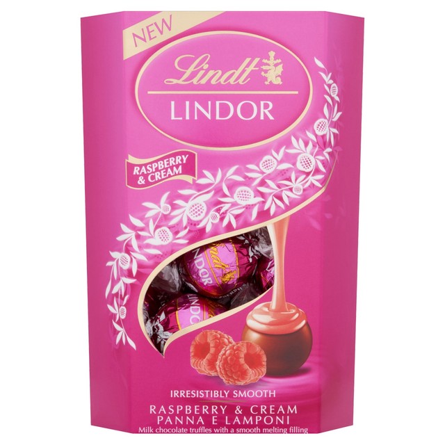 Lindt chocolate truffles Raspberry & Cream box, UK version