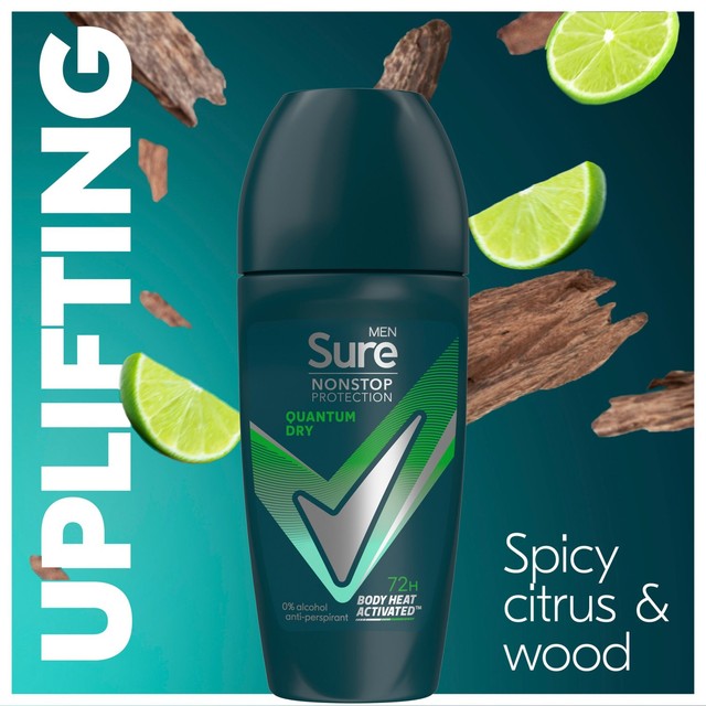Sure Men 72hr Nonstop Antiperspirant Deodorant Roll On Quantum Dry
