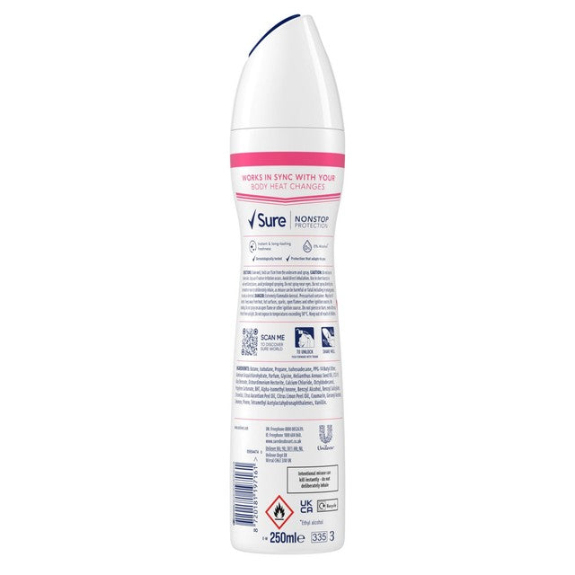 Sure Anti-Perspirant Deodorant Spray Bright Bouquet 250ml (British brand)