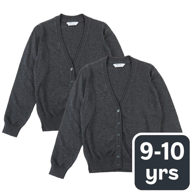 M&S Girls Pure Cotton Cardigan Grey 9-10 Years, imported from the UK