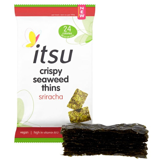 Itsu Sriracha crispy seaweed thins 5g, UK version
