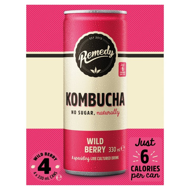 Remedy kombucha wild berry 4 x 330ml multipack, imported from the UK