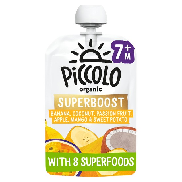 Piccolo baby food pouch banana coconut passionfruit 100g, imported from the UK