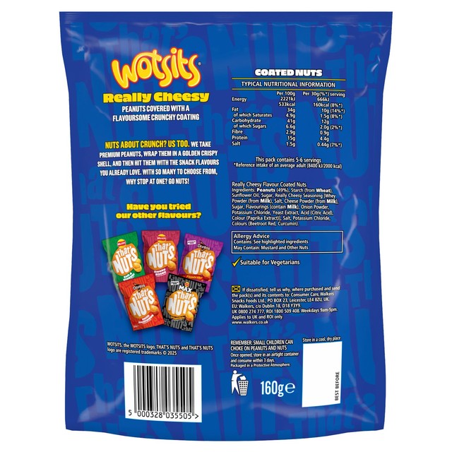 That's Nuts Wotsits Really Cheesy coated peanuts 160g (British brand)