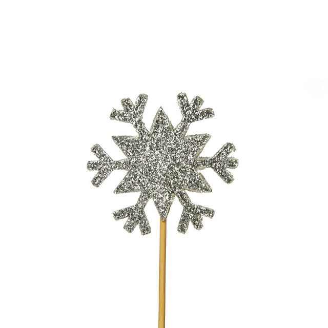 Anniversary House silver glitter snowflake Christmas cupcake toppers 12 pack (British brand)