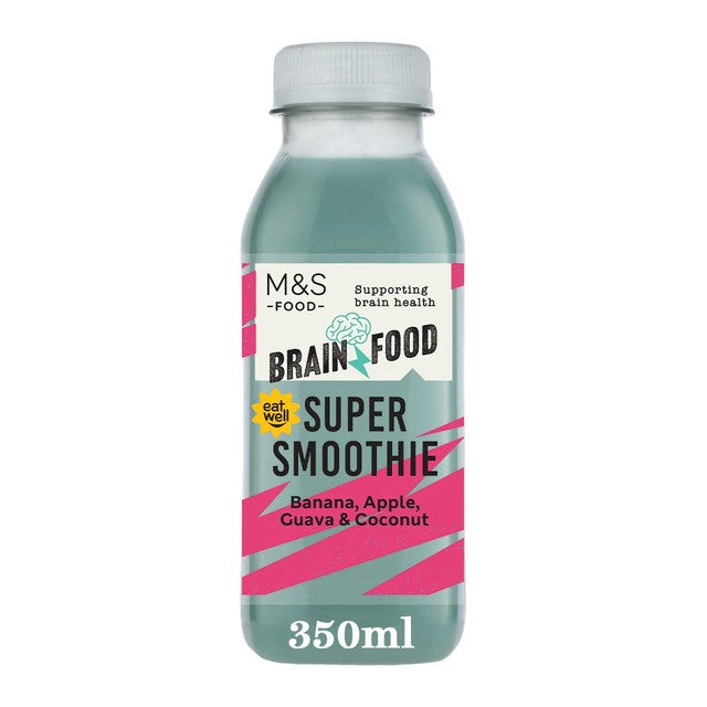 M&S Brain Food Super Smoothie Banana Guava Coconut 350ml, imported from the UK