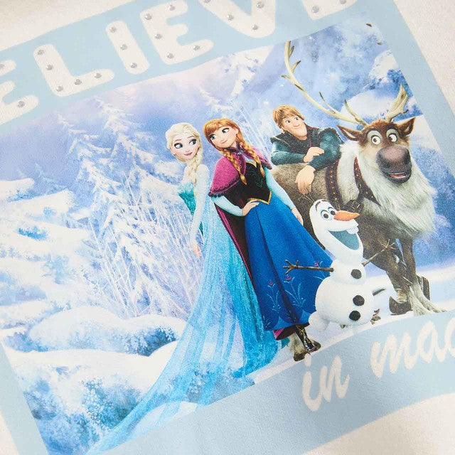 M&S Frozen sweatshirt and kickflare outfit ecru 3-4 years, imported from the UK