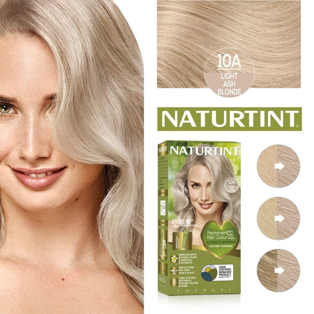 Naturtint hair colour gel 10A Light Ash Blonde 60ml, imported from the UK