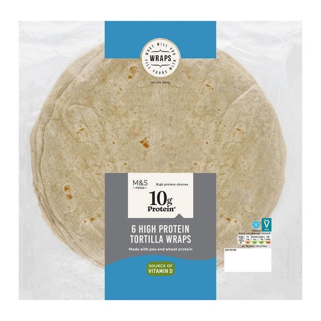 M&S high protein tortilla wraps 6 x 61g, imported from the UK