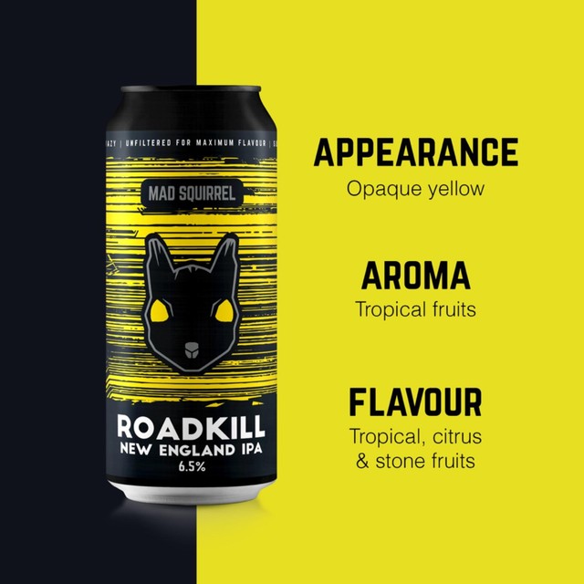 Mad Squirrel Roadkill New England IPA beer 440ml, imported from the UK