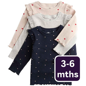 M&S Heart Frill Tops Navy Baby Tops 3-6 Months