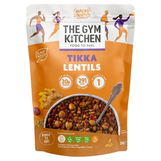 The Gym Kitchen Tikka Lentils microwave meal 250g (British brand)