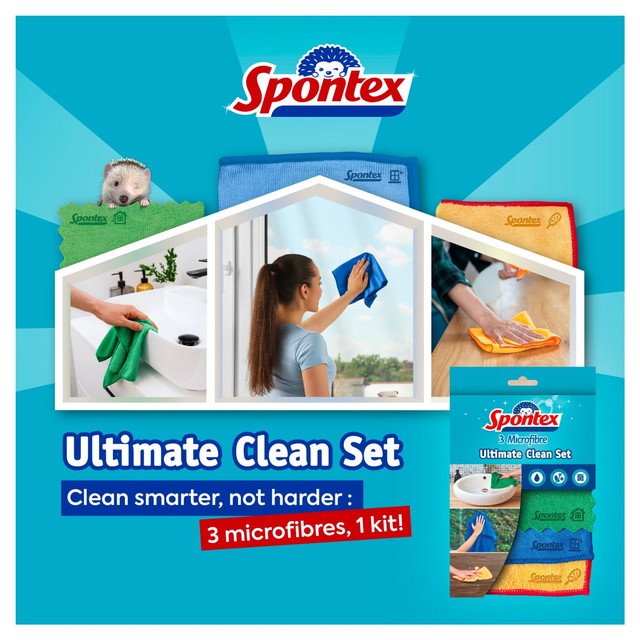 Spontex microfibre cleaning kit cloths and duster - British product