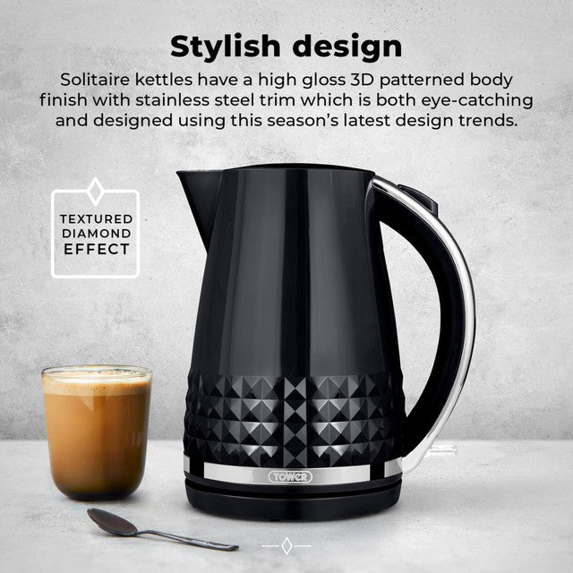 Tower Solitaire kettle 1.5L black, UK version