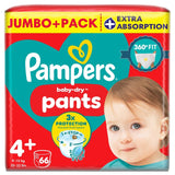 Pampers Baby Dry Nappy Pants Extra Absorption Size 4+, imported from the UK