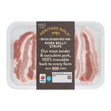 M&S Heritage Gold pork belly strips 480g, imported from the UK