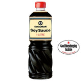 Kikkoman naturally brewed soy sauce bottle, imported from the UK