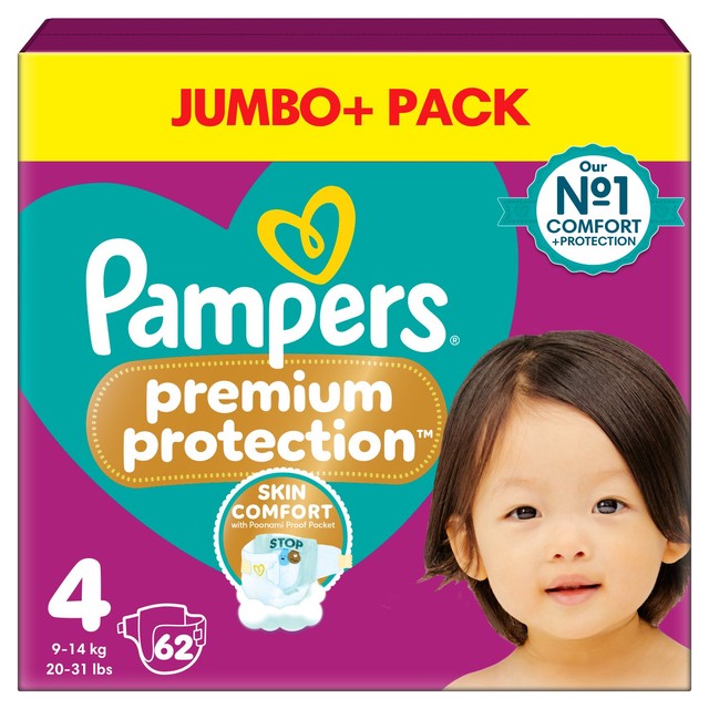 Pampers Premium Protection nappies Size 4 (9-14kg), imported from the UK