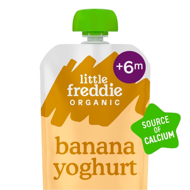 Little Freddie banana Greek style yoghurt baby food pouch 100g, UK version