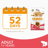 IAMS Adult Dry Cat Food Salmon 3kg, UK version