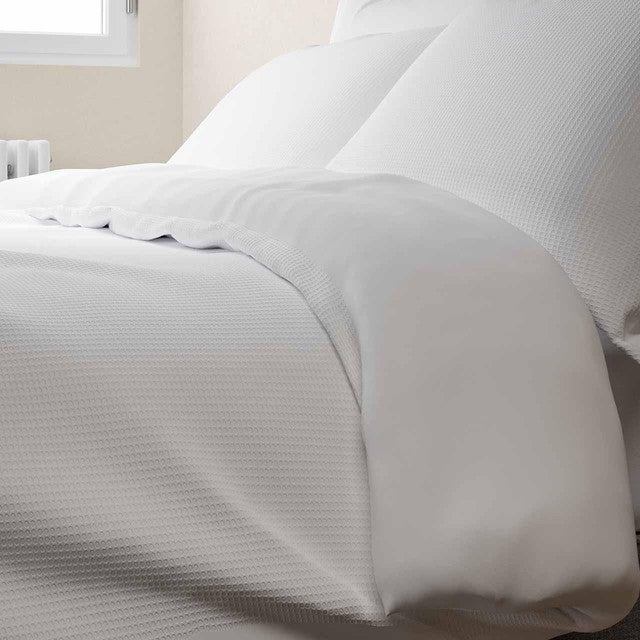 M&S cotton waffle bedding set white super king, imported from the UK