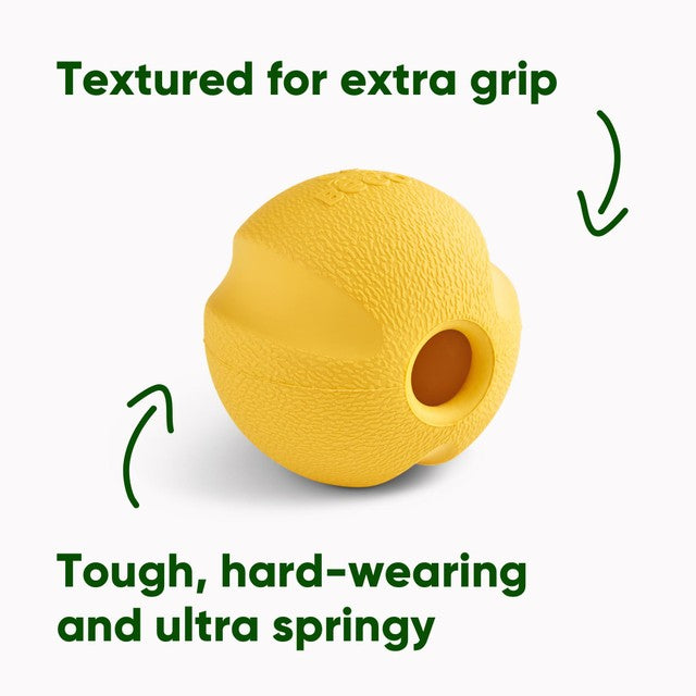 Beco Pets natural rubber fetch ball yellow - British product