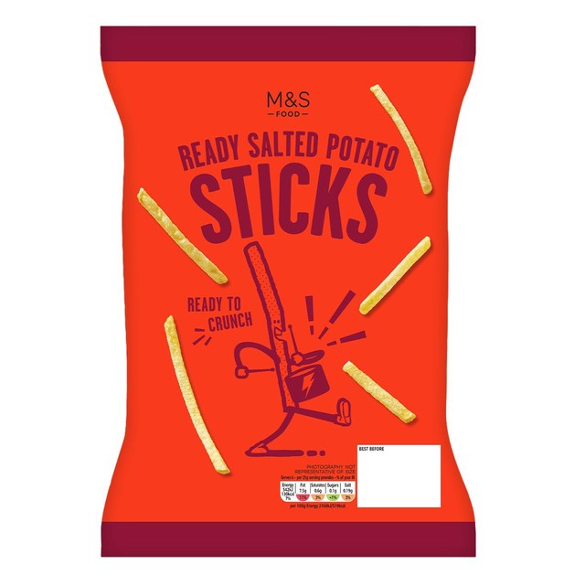 M&S ready salted potato sticks 150g, imported from the UK