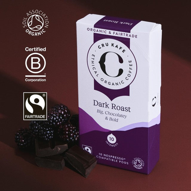 Cru Kafe Dark Roast coffee pods 10s - British product
