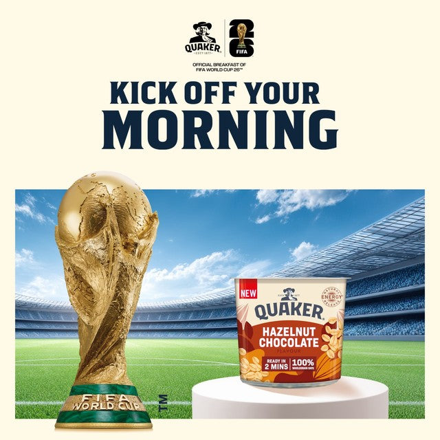 Quaker Heavenly Oats Hazelnut Chocolate porridge pot 58g, imported from the UK