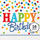 M&S Unique Party Rainbow Polka Dot Happy Birthday Paper Napkins 16 Pack- Buy online at McGrocer