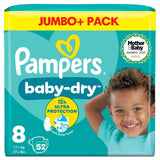 Pampers Baby-Dry nappies Size 8 Jumbo+ Pack, imported from the UK