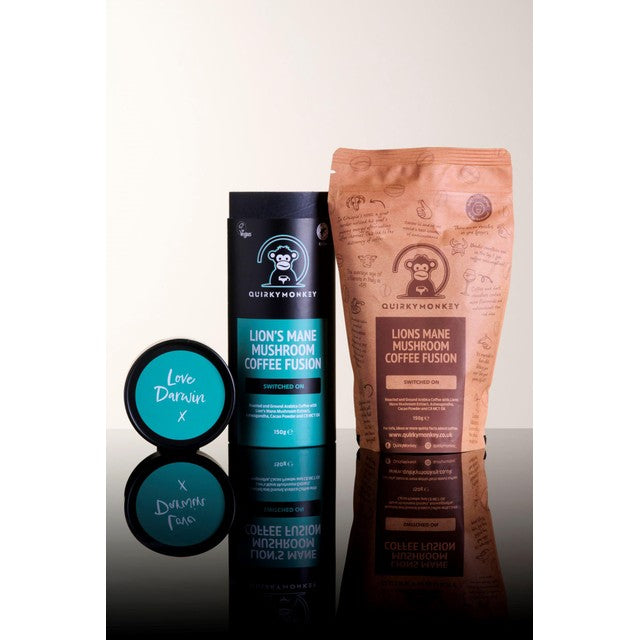 Quirky Monkey Lion's Mane Mushroom Coffee Fusion 150g, imported from the UK