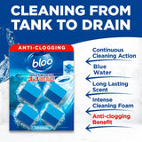 Bloo 3in1 in-cistern toilet blocks blue water ocean scent - British product