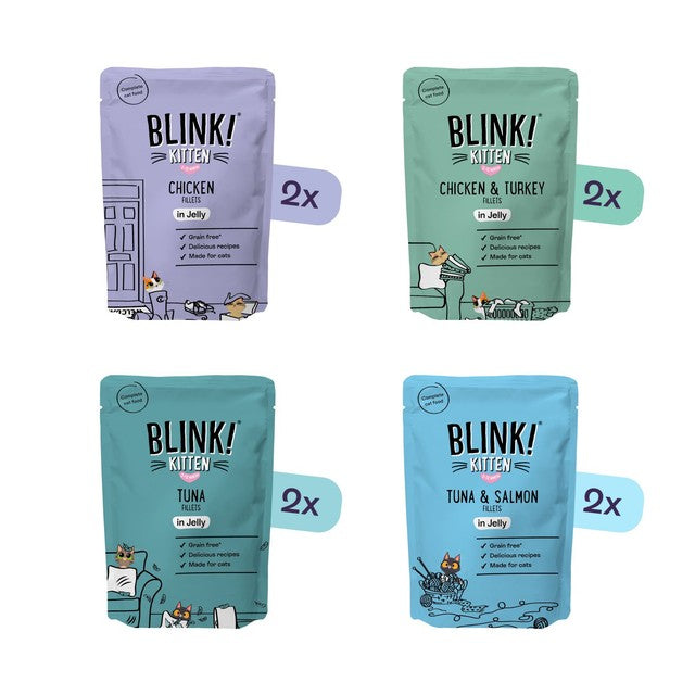 Blink Kitten Wet Cat Food Chicken & Fish Fillets in Jelly Multipack 8 x 85g - British product
