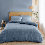 M&S Catherine Lansfield Seersucker Lansfield Blue Super King Duvet Set- Buy online at McGrocer